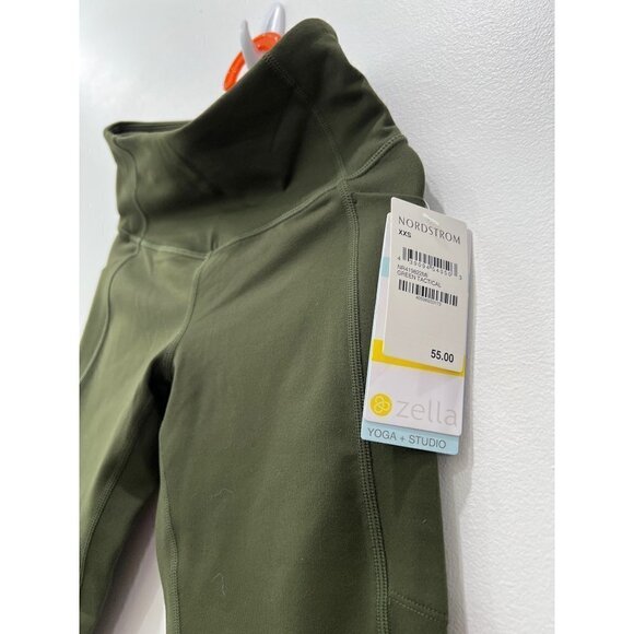 NWT ZELLA GIRL Size/XXS Yoga + Studio Kids' Live In Crop Leggings Pockets Green - Picture 3 of 10